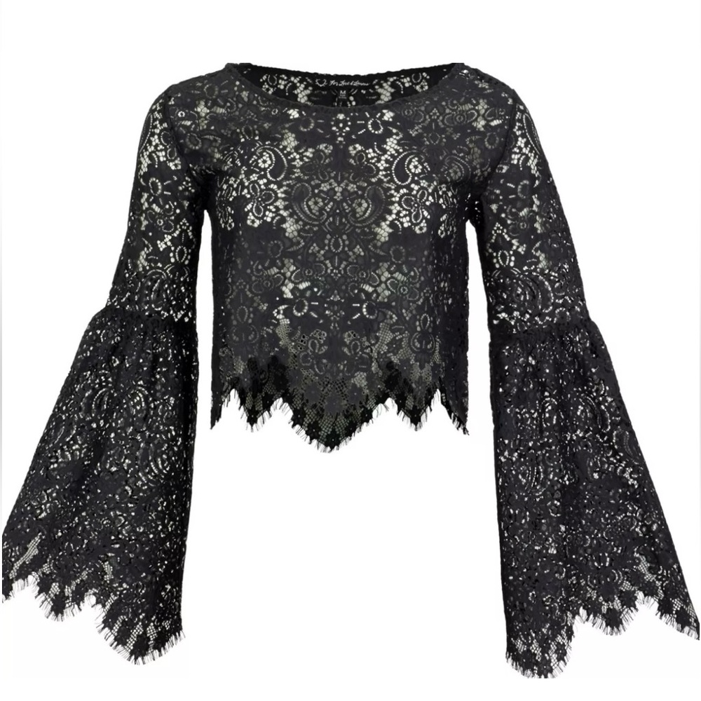 FL&L | Vika Bell Sleeve Paisley Lace Crop Top